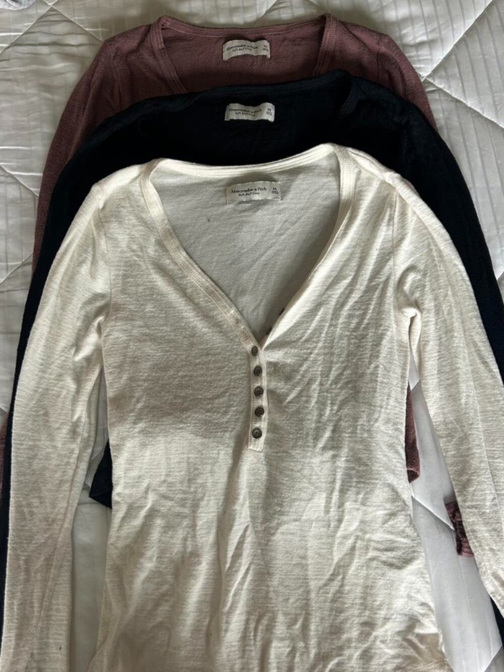 Abercrombie & Fitch Soft & Cozy Henley Long Sleeve Bundle Size XS Set of 3